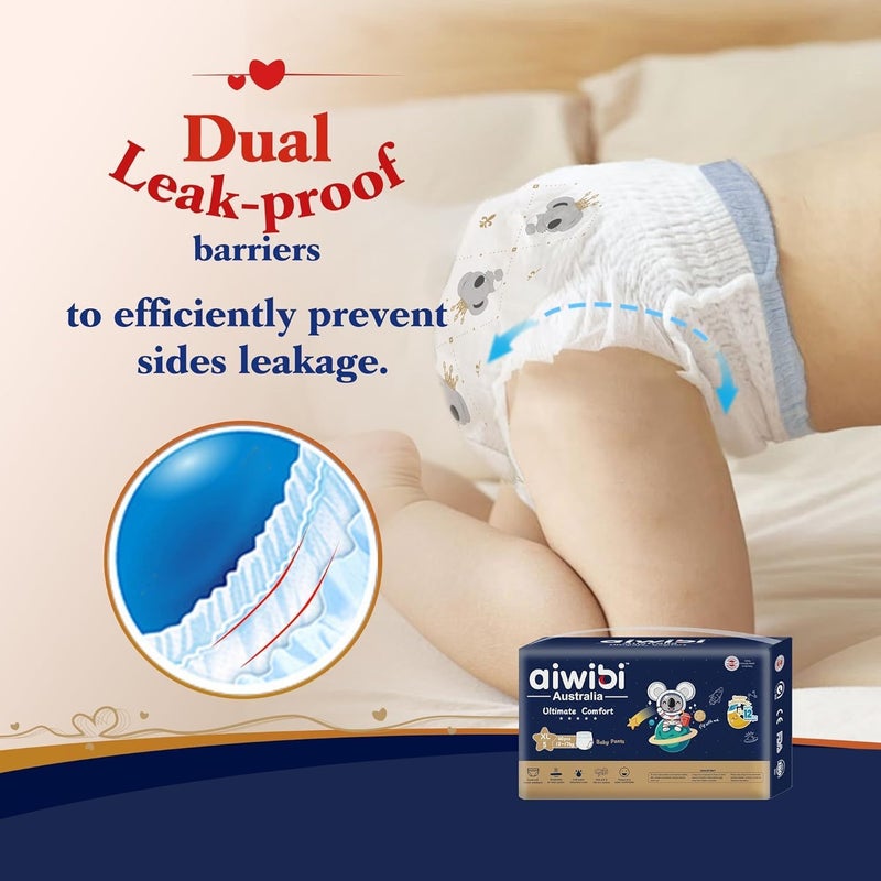 aiwibi Night Plus Baby Pants, Ultra-Slim & Super Soft Diaper Pants with Rash Protection, Hypoallergenic, Non-Woven Fabric, Water-Based Ink, Dermatest Certified (X-Large, 40, count) - Image 3