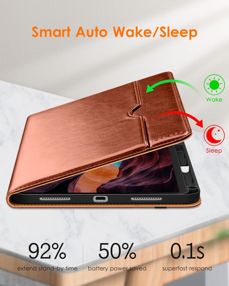 DTTO for iPad (A16) 11th Generation Case 11 Inch 2025, iPad 10th Generation Case 10.9 Inch 2022, Premium Leather Business Folio Stand Cover with Pencil Holder - Auto Wake/Sleep, Brown - Image 5