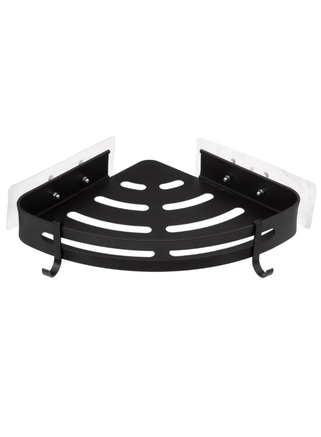 حامل ماكينة تحضير رف زاوية الحمام مع ملصق للتثبيت أسود 4 × 23.5 × 29.2 سم 200119