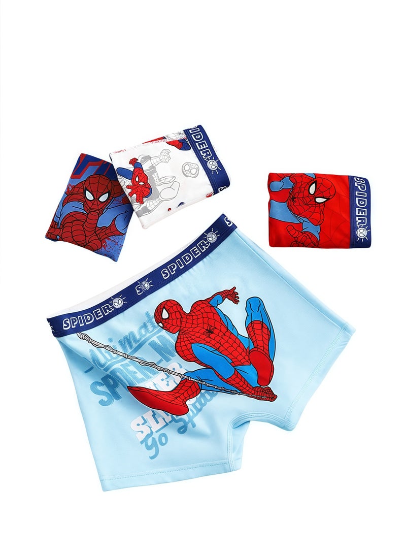 B.JOBSEN Boy Spider Man cartoon pure cotton children's student boxer underwear * 4 pieces - Image 2