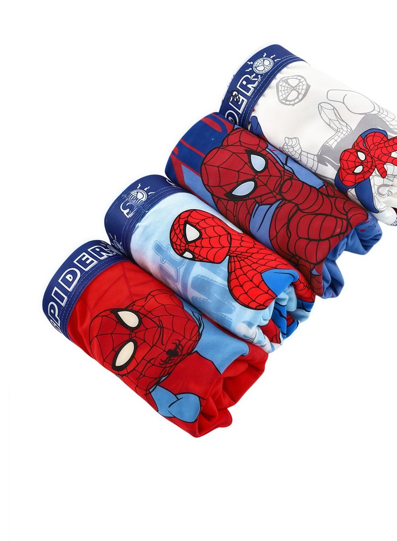 B.JOBSEN Boy Spider Man cartoon pure cotton children's student boxer underwear * 4 pieces - Image 3