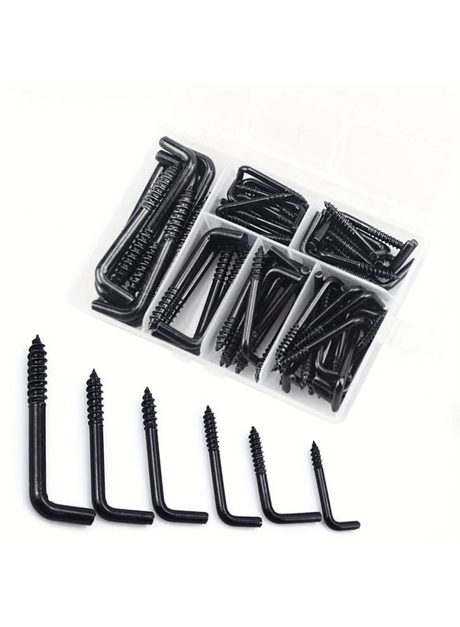 75pcs Black L Shaped Wall Hooks Heavy Duty Steel Picture Frame Hangers for Display Storage - Image 2