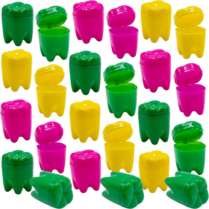 Srenta 1.25" Neon Tooth Saver, Rainbow Tooth Holders Case Dentist Office, Portable Tooth Container For kids, 72 Pcs - Image 1
