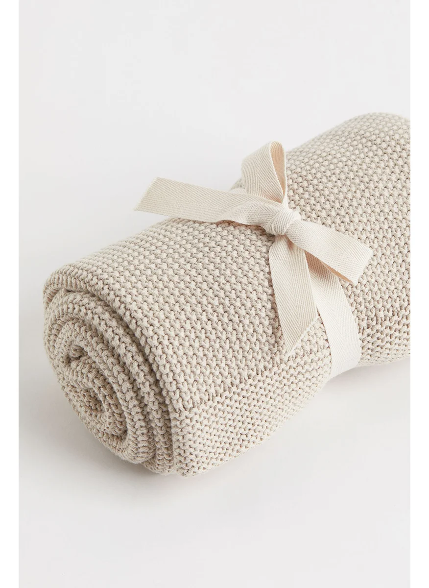 اتش اند ام Moss-Stitched Cotton Blanket