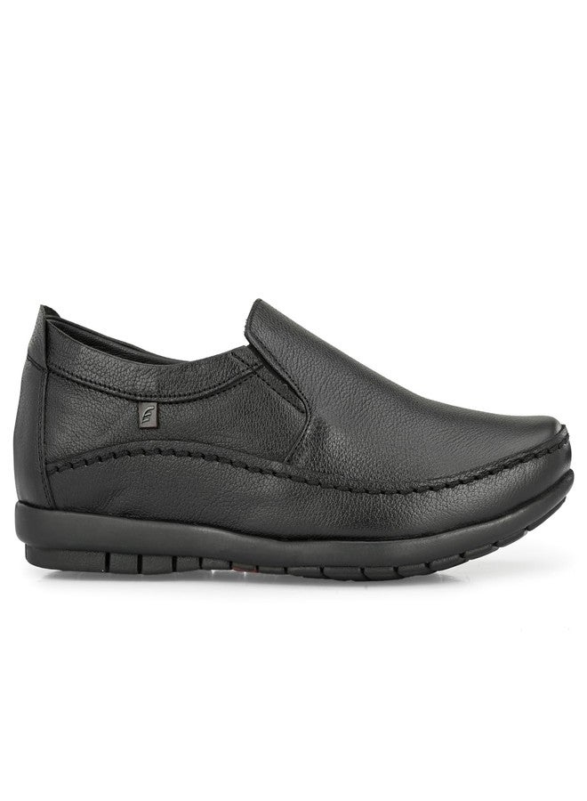 egoss Stretch Premium Genuine Leather Slip On Formal Shoes for Men (Black-6)-GS-245 - Image 4