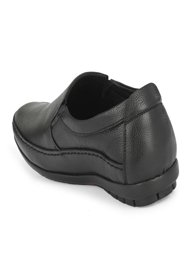 egoss Stretch Premium Genuine Leather Slip On Formal Shoes for Men (Black-6)-GS-245 - Image 3