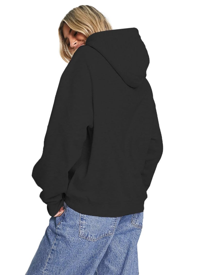 LEOTUDE Women's Loopknit Oversized Hooded Neck Sweatshirt (W88|MSTD|BLK|MRN_P_Zblack_S) - Image 2