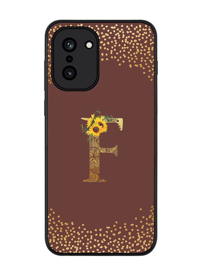 For OnePlus 15R Case,Slim fit Camera Protection, Shockproof Thin Phone cover  - Custom Floral Monogram - F  (Brown )