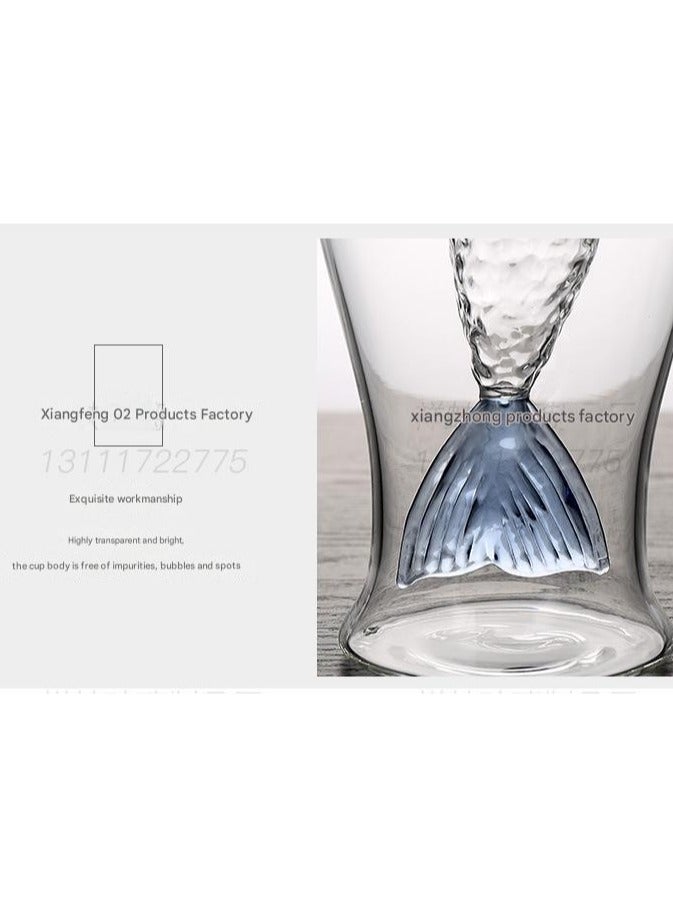 Mermaid Creative Cup Transparent Ice Cream Double layered Beauty Cup Glass Water Cup Shark Glass Cup Tail Cup  - Image 5
