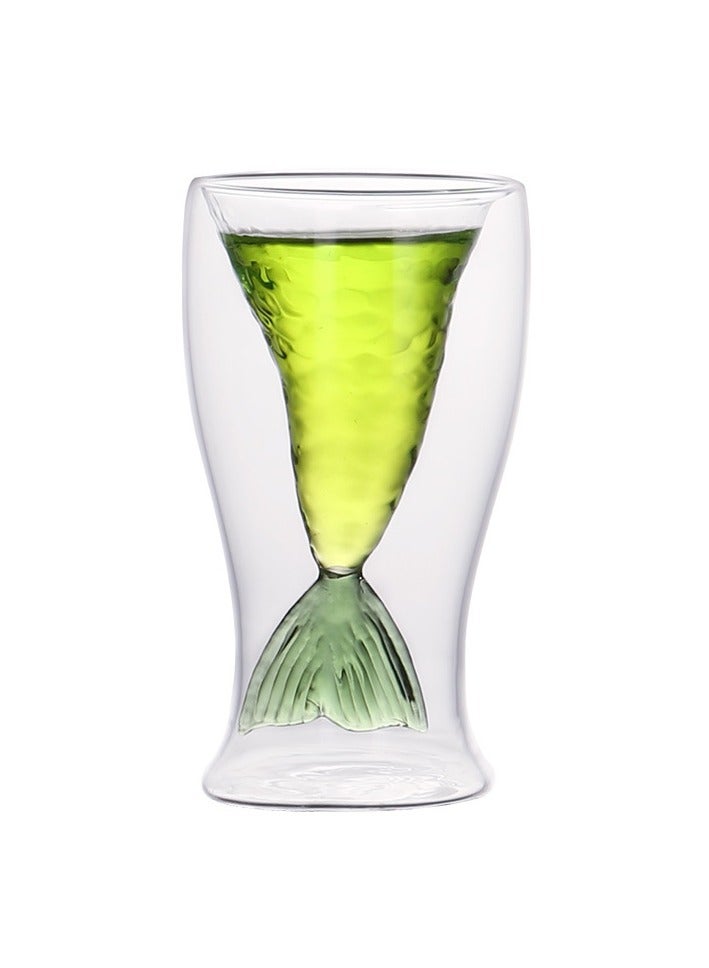 Mermaid Creative Cup Transparent Ice Cream Double layered Beauty Cup Glass Water Cup Shark Glass Cup Tail Cup  - Image 1