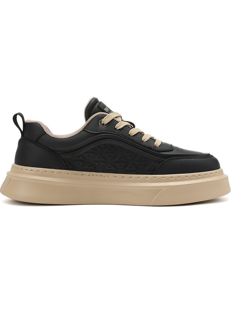 Sky View SKY VIEW Men's Fashion Shoes Ultrafine Fiber Vamp Casual Shoes For Men Non Slip Lace Up Chunky Sneakers Cushioned And Lightweight Low Top Walking Shoes Black-02  - Image 2