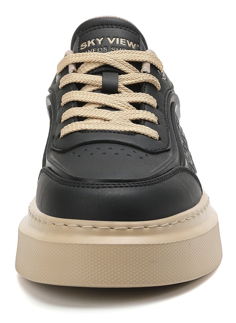 Sky View SKY VIEW Men's Fashion Shoes Ultrafine Fiber Vamp Casual Shoes For Men Non Slip Lace Up Chunky Sneakers Cushioned And Lightweight Low Top Walking Shoes Black-02  - Image 3