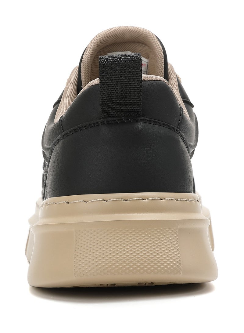 Sky View SKY VIEW Men's Fashion Shoes Ultrafine Fiber Vamp Casual Shoes For Men Non Slip Lace Up Chunky Sneakers Cushioned And Lightweight Low Top Walking Shoes Black-02  - Image 4