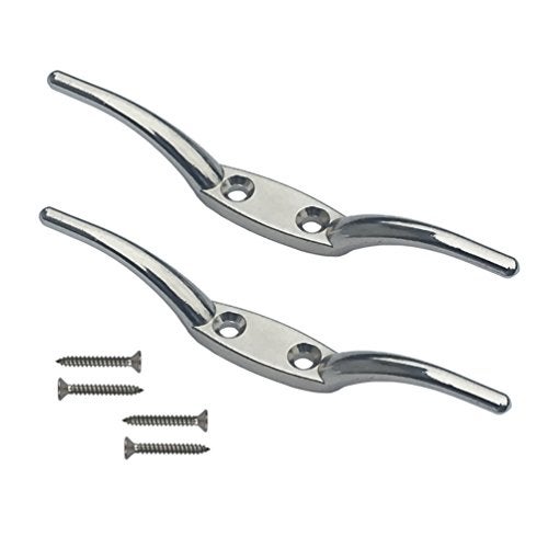 Huouo 2 PCS Flagpole Cleat Hook 6 Inch Silver Cast Hardware for Flag Rope - Image 5