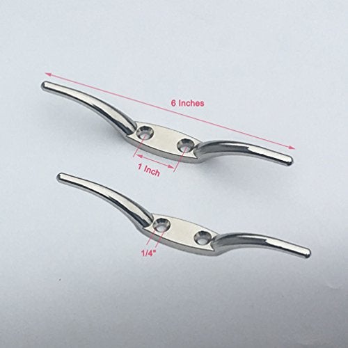Huouo 2 PCS Flagpole Cleat Hook 6 Inch Silver Cast Hardware for Flag Rope - Image 2