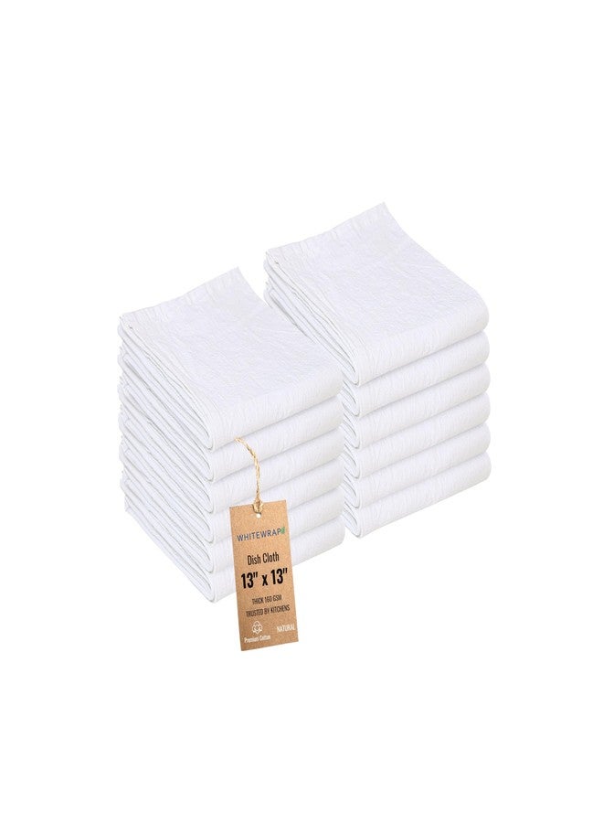 Whitewrap مناشف أطباق قطنية من وايت راب | مناشف مطبخ | مناشف ورقية ماصة وخالية من الوبر | مناشف أطباق لغسل الأطباق | مناشف أطباق سميكة ماصة وسريعة الجفاف | عبوة من 12 قطعة، مقاس 13 × 13 بوصة، لون طبيعي - Image 1