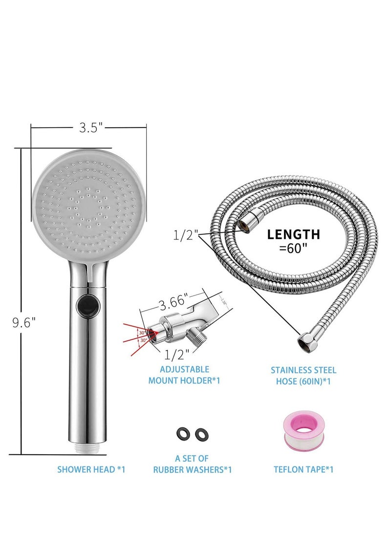 SOLARAE High Pressure Shower Head Hand-held with On / Off Switch - Shower Head with Handheld, 3-modes Handheld Shower Head with Hose, Chrome Finish, Water-saving, Tool - Free Installation - Image 4