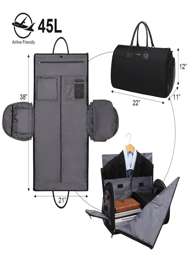 Modoker Eco-Friendly Convertible Garment Bags for Travel, Carry on Garment Duffel Bag for Women Men Weekender - 2 in 1 Hanging Suitcase Suit Travel Bags, Black - Image 2