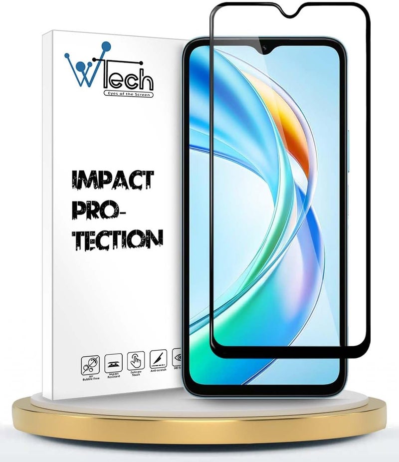 Wtech Mobile Phone Screen Protector Compatible with Honor X5b / X5b Plus / X5b+ 4G 2024 Premium E2E Series Full Glue Full Cover Tempered Glass Screen Protector - Clear/Black - Image 1