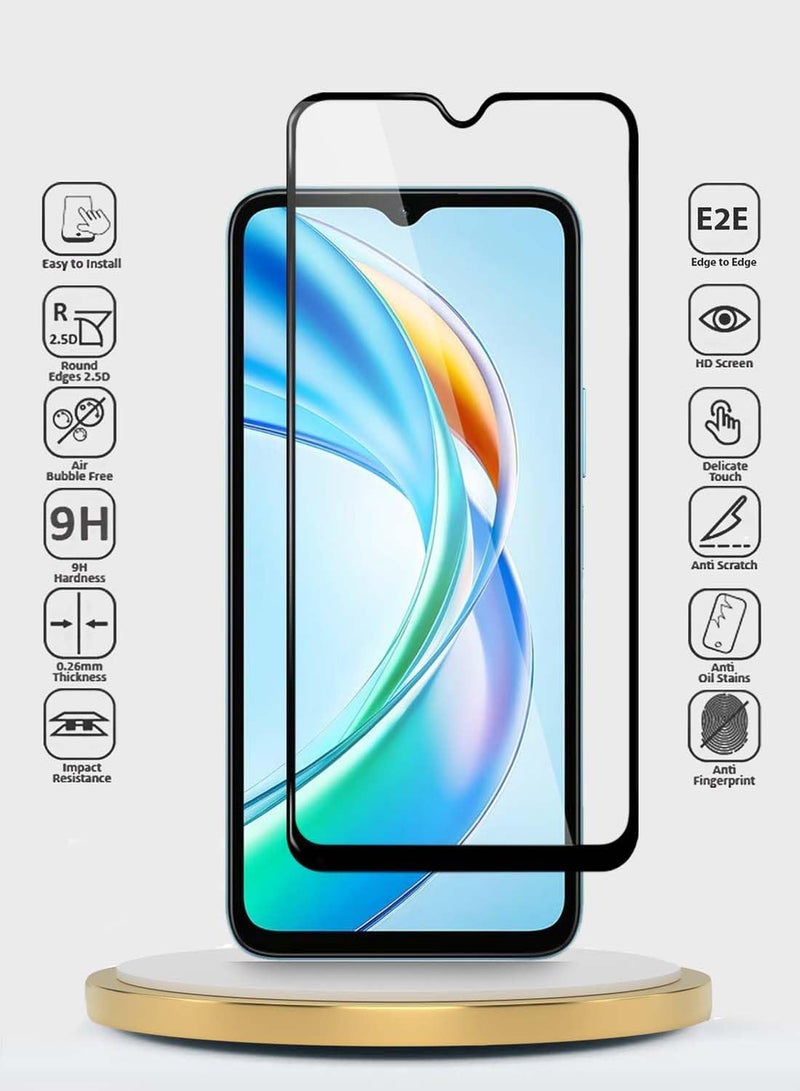 Wtech Mobile Phone Screen Protector Compatible with Honor X5b / X5b Plus / X5b+ 4G 2024 Premium E2E Series Full Glue Full Cover Tempered Glass Screen Protector - Clear/Black - Image 2
