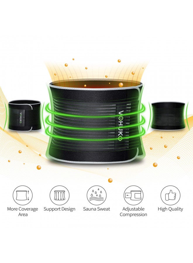 VOHUKO VOHUKO Waist Trimmer for Men, Widening Waist Trainer Ab Belt Sweat Wrap for Stomach and Back Lumbar Support Black - Image 2