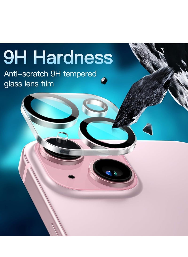 Camera lens protector for iPhone 15 Plus 6.7 inch, iPhone 15 6.1 inch, 9H tempered glass, anti-scratch, suitable for case, does not affect night shots, HD transparent, 3 pieces  - Image 4