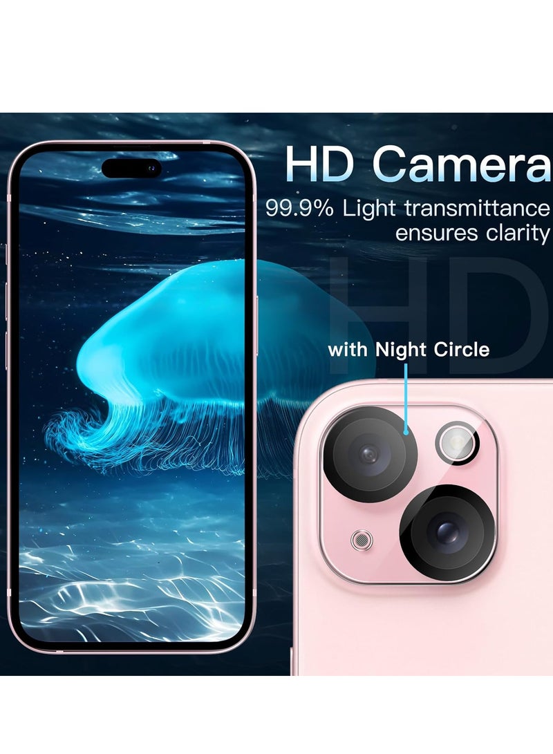 Camera lens protector for iPhone 15 Plus 6.7 inch, iPhone 15 6.1 inch, 9H tempered glass, anti-scratch, suitable for case, does not affect night shots, HD transparent, 3 pieces  - Image 5