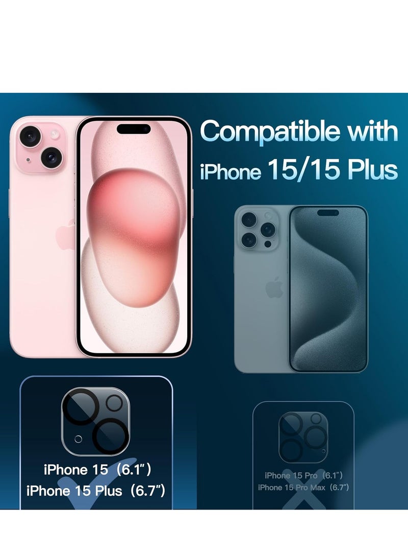 Camera lens protector for iPhone 15 Plus 6.7 inch, iPhone 15 6.1 inch, 9H tempered glass, anti-scratch, suitable for case, does not affect night shots, HD transparent, 3 pieces  - Image 2