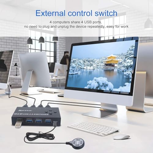 KCEVE USB 3.0 Switch 4 in 4 out For 4 Computers Sharing 4 USB Device For Mouse, Keyboard, Scanner, Printer, Etc - Image 3