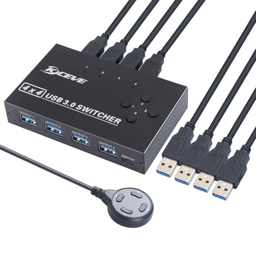 KCEVE USB 3.0 Switch 4 in 4 out For 4 Computers Sharing 4 USB Device For Mouse, Keyboard, Scanner, Printer, Etc - Image 1