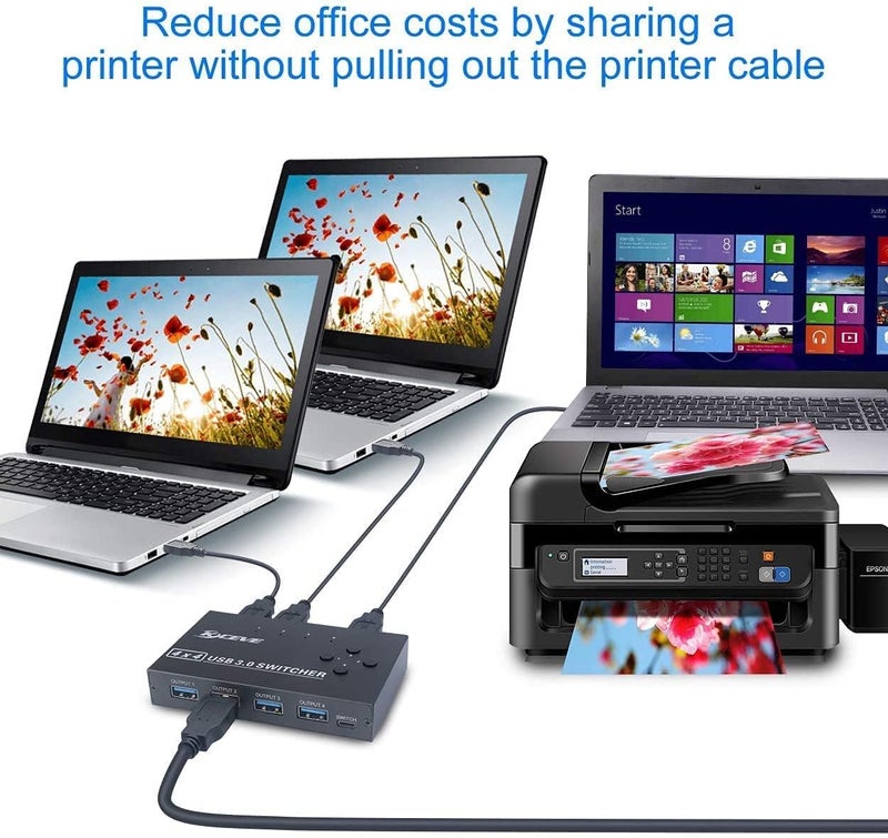 KCEVE USB 3.0 Switch 4 in 4 out For 4 Computers Sharing 4 USB Device For Mouse, Keyboard, Scanner, Printer, Etc - Image 4