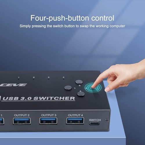 KCEVE USB 3.0 Switch 4 in 4 out For 4 Computers Sharing 4 USB Device For Mouse, Keyboard, Scanner, Printer, Etc - Image 5