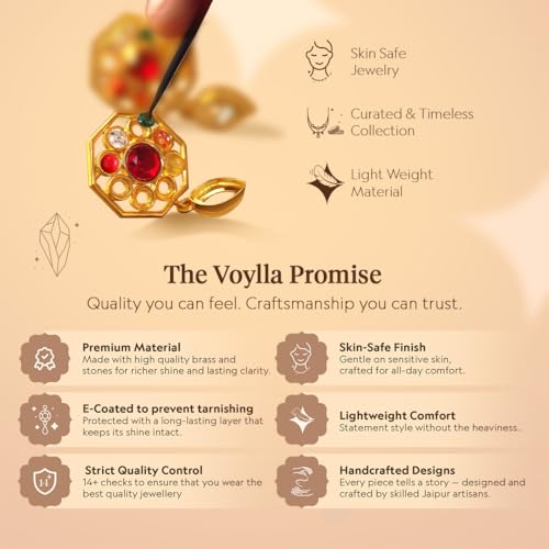 VOYLLA Forever More Green Gold Plated Necklace Set For Women, Enamelled Necklace Set, EveryDay, Festive, Wedding, Gift For Women - Image 4