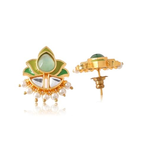 VOYLLA Forever More Green Gold Plated Necklace Set For Women, Enamelled Necklace Set, EveryDay, Festive, Wedding, Gift For Women - Image 3