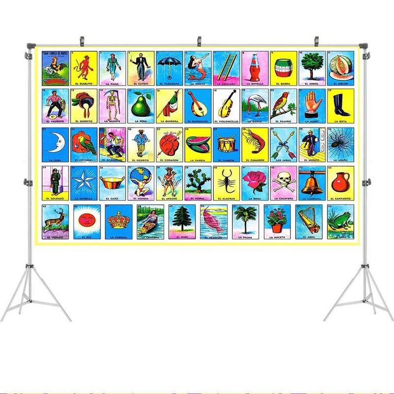 Ticuenicoa 5x3ft Loteria Cards Backdrop Mexican Fiesta Party Birthday Theme Mexico Loteria Cards Photography Background for Adult Portrait Kids Bday Supplies Fiesta Decorations Wall Decor Photoshoot - Image 2