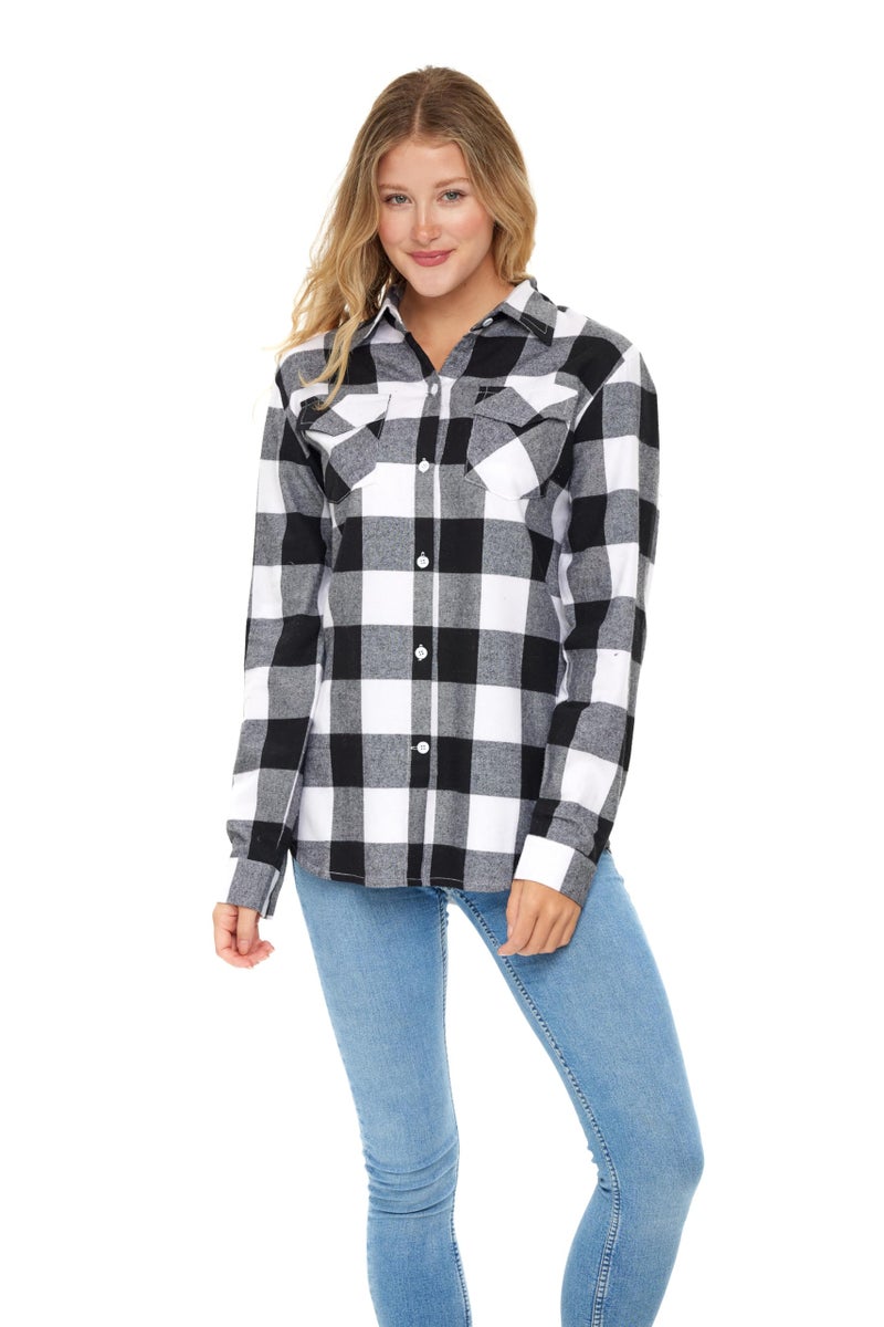 Andrew Scott Women's Classic-Fit Long-Sleeve Lightweight Plaid Flannel Shirt -Multi Packs/Colors - Image 2