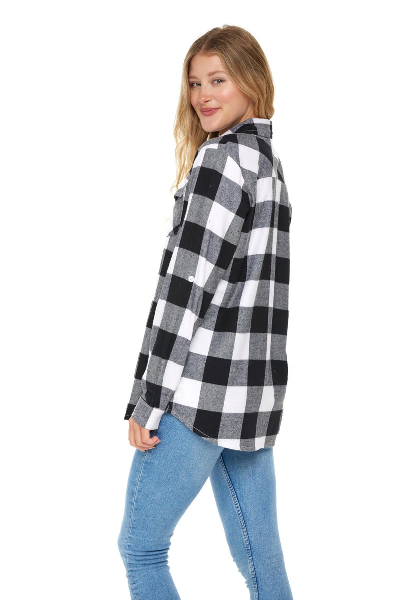 Andrew Scott Women's Classic-Fit Long-Sleeve Lightweight Plaid Flannel Shirt -Multi Packs/Colors - Image 3