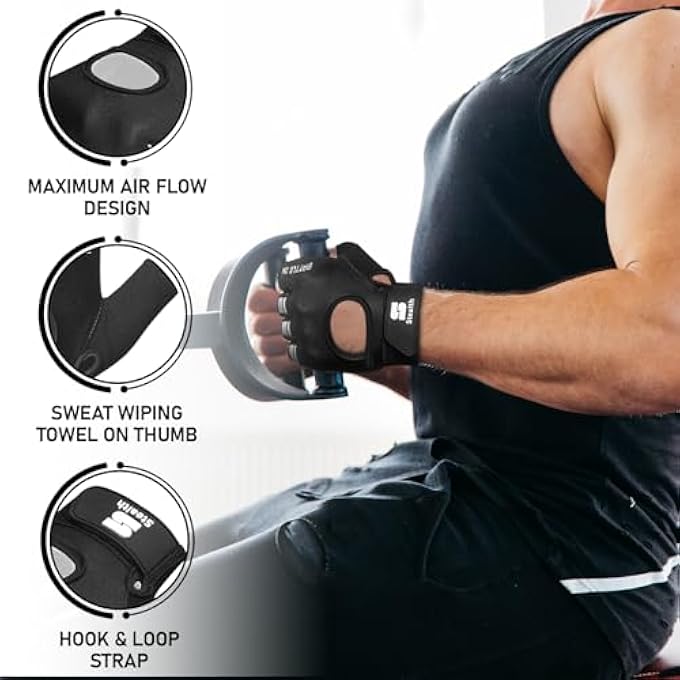 Stealth Fingerless Workout Gloves – Padded, Anti-Slip Weight Lifting Gloves For Men And Women – Breathable Gym Gloves For Cycling, Fitness, Rowing, And Training - X1 - Image 5