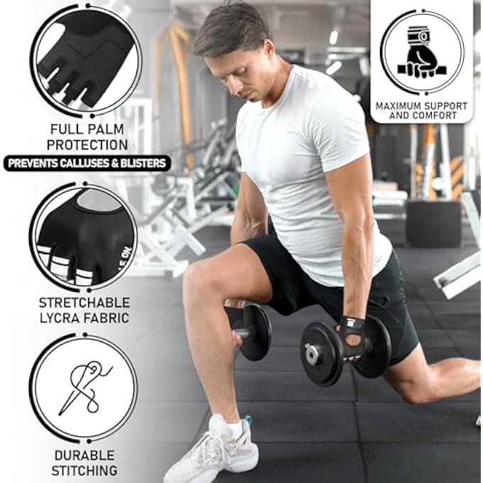 Stealth Fingerless Workout Gloves – Padded, Anti-Slip Weight Lifting Gloves For Men And Women – Breathable Gym Gloves For Cycling, Fitness, Rowing, And Training - X1 - Image 3