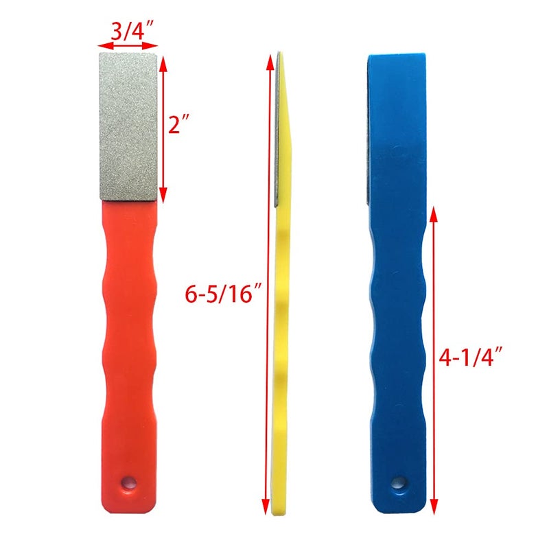 OSFTBVT Diamond Color Coded Mini Diamond Hone Kit 3Grits #220,400,600 Flat Hand File Knife Sharpener Red/Yellow/Blue - 3pcs - Image 2