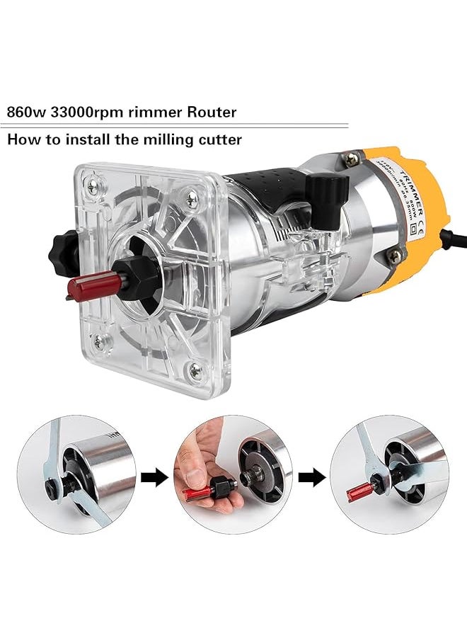 Compact Wood Router Tool Electric Hand Wood Trimmer 6 Speed 860W 33000R Min Trimmer Wood Laminator Palm Router With Trimmer Base Straight Guide Trimmer Guide Template Guide - pzsku/Z0D161843615413B19ED2Z/45/_/1740671992/7eebe36b-e737-4c41-8ec9-94b2a61253bb