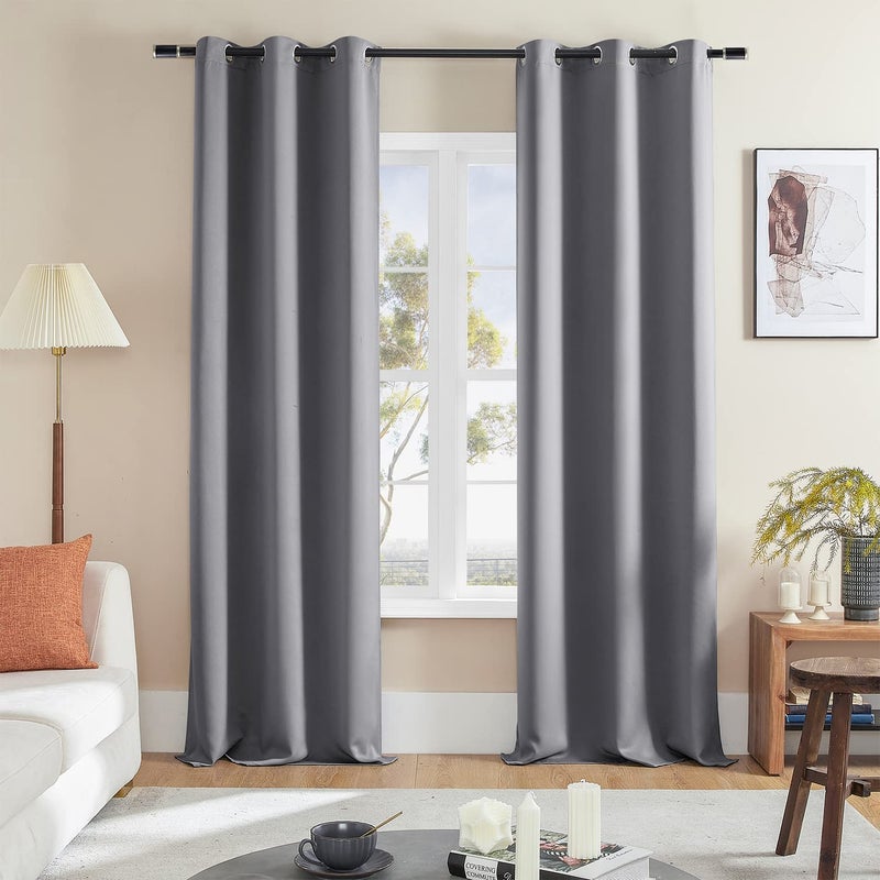 Rutterllow Blackout Curtains for Living room  Thermal Insulated Window Drapes 2 Panels for Bedroom  Grommet Top (42x90 Inch  Dove Grey) - Image 1