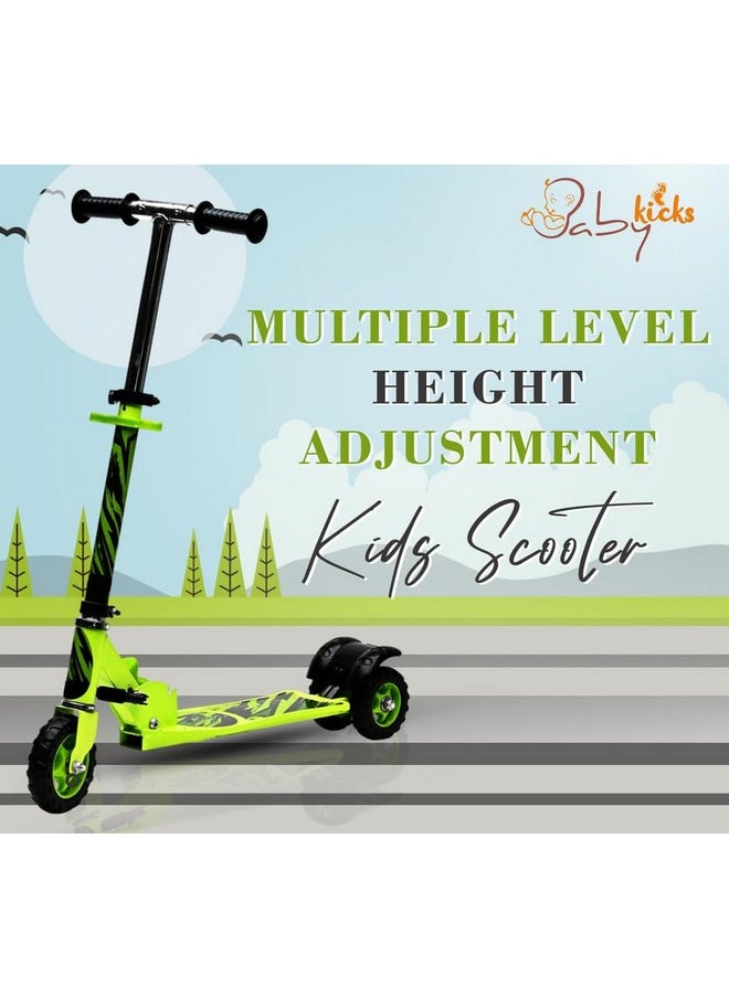 BabyKicks - Babykicks Racer Kick Scooter for Kids 6-12 Years, Height Adjustable Foldable Kids Scooter with Rear Foot Brake, Suitable for Unisex Kids (Green) - Image 1
