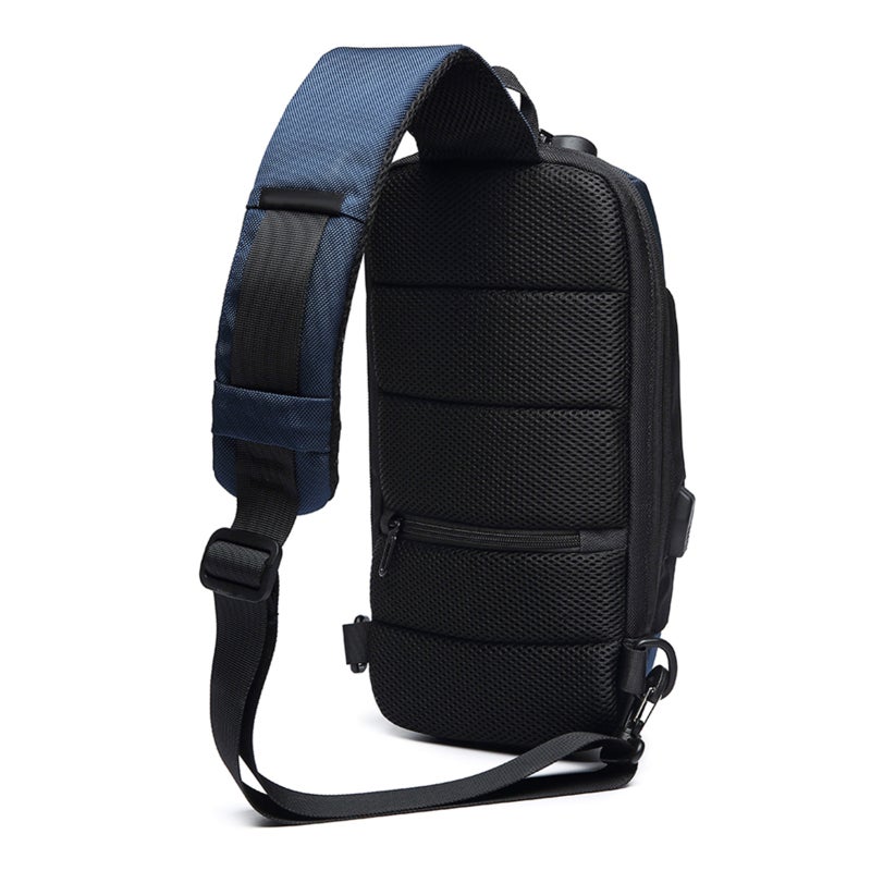 Unisex Chest Bag: Blue, Built-In USB Charger, Anti-Theft Lock - Multiple Storage Spaces, Breathable Sponge Mesh Straps for Work, Shopping, Travel, Hiking - Image 3