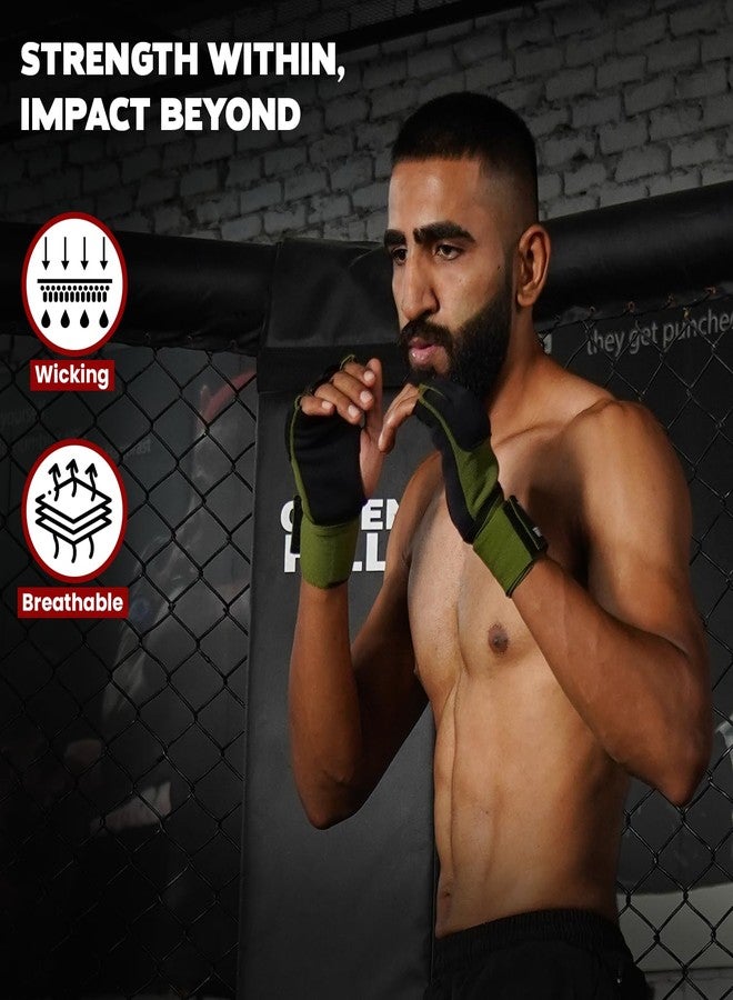 WYOX Gel Boxing Hand Wraps Inner Gloves for Men & Women, 80cm Quick Wrist Straps, Padded Knuckle Protection for Muay Thai Kickboxing, Hand Wraps for Boxing & Martial Arts (Army Green, XS) - Image 4