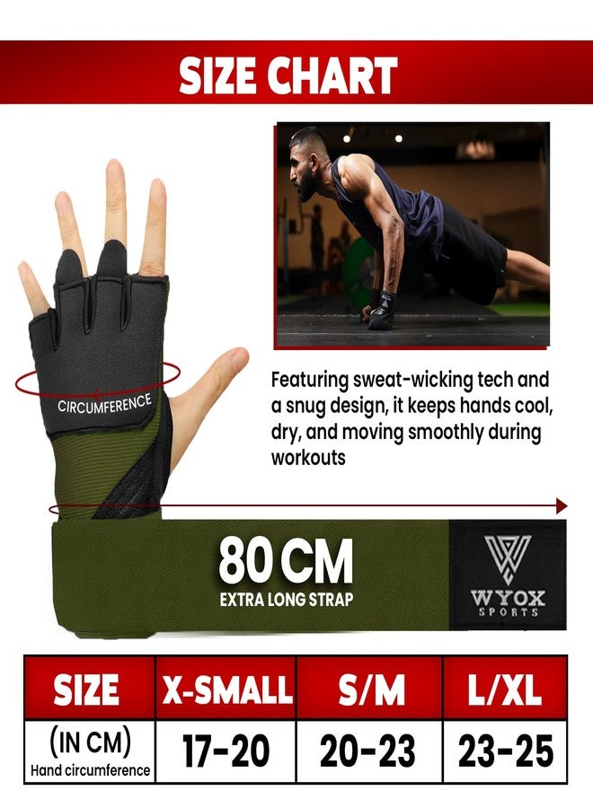 WYOX Gel Boxing Hand Wraps Inner Gloves for Men & Women, 80cm Quick Wrist Straps, Padded Knuckle Protection for Muay Thai Kickboxing, Hand Wraps for Boxing & Martial Arts (Army Green, XS) - Image 5
