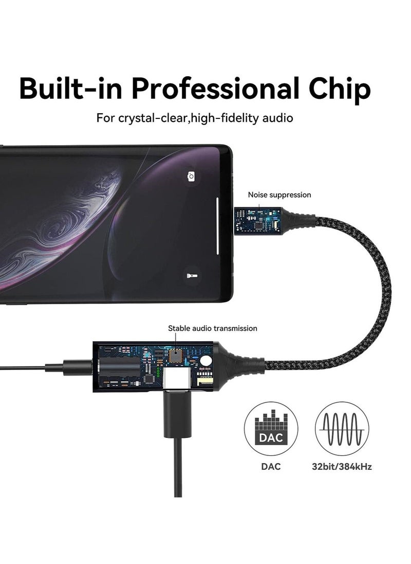 USB C to 3.5mm Headphone and Charger Adapter, Type C Headphone Adapter,  2-in-1 USB C to AUX Mic Jack with PD 60W Fast Charging, Compatible with Samsung Galaxy S22/S23 Ultra/Note20, Pixel 6, iPad Pro - Image 4