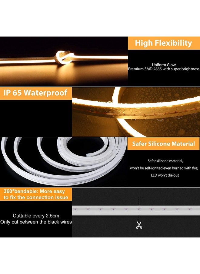 الجستو شريط أضواء نيون LED بطول 16.4 قدم من Gesto مع محول 12 فولت، حبل ضوء نيون سيليكون مسطح مرن قابل للقطع، شرائط LED نيون مقاومة للماء IP65 للديكور الداخلي والخارجي (أبيض دافئ) - Image 3