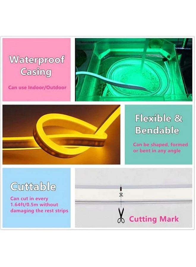 الجستو شريط أضواء نيون LED بطول 16.4 قدم من Gesto مع محول 12 فولت، حبل ضوء نيون سيليكون مسطح مرن قابل للقطع، شرائط LED نيون مقاومة للماء IP65 للديكور الداخلي والخارجي (أبيض دافئ) - Image 5
