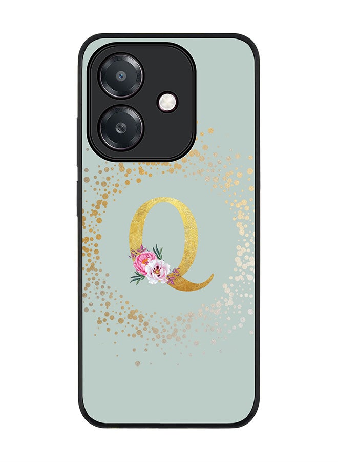 Stylizedd For Oppo A5i Case,Slim fit Camera Protection, Shockproof Thin Phone cover  - Custom Monogram Floral - Q  (Light Grey )